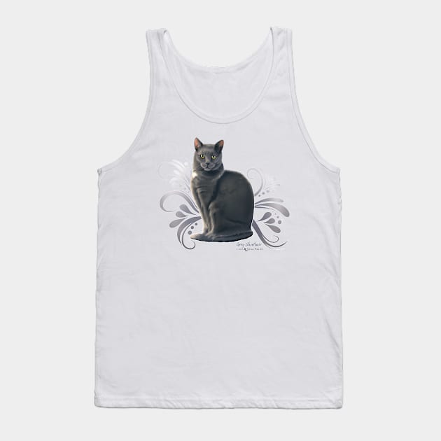 Grey Shorthair Cat Tank Top by Sylvanmistart